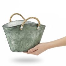 daiktų Gėlių vazonas su džiuto rankenomis, metalinis rankinukas, 31 × 20 × 17 cm