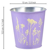 daiktų Metalinis gėlių vazonas, sodintuvas, violetinės gėlės, Ø10cm, aukštis 10.5cm
