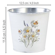 daiktų Metalinis gėlių vazonas, sodintuvas, baltas, 12,5 cm aukščio, 11,5 cm aukščio