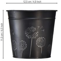 daiktų Juodas ir sidabrinis gėlių vazonas, metalinis sodintuvas, Ø12,5 cm, aukštis 11,5 cm