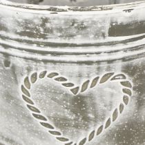 daiktų Metalinis gėlių vazonas „Shabby Chic“ su širdies formos raštu, Ø22 cm, aukštis 17,5 cm