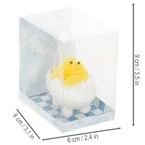 daiktų Velykinio viščiuko dekoracija, šenilinis viščiukas vonioje, geltonas, 9 cm