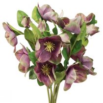 daiktų Kalėdinės rožės Dirbtinė sniego rožė Violetinė gėlė L35cm 6 vnt