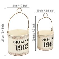 daiktų Dekoratyvinis kibirėlis su rankena „Original 1982“ kreminės spalvos Ø12/10cm 2×2 dalių rinkinys