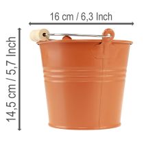 daiktų Dekoratyvinis metalinis kibiras/vazonas, oranžinės-rudos spalvos, Ø16 cm, aukštis14,5 cm, 1,6 l