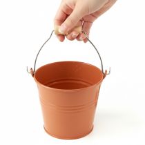 daiktų Dekoratyvinis metalinis kibiras/vazonas, oranžinės-rudos spalvos, Ø16 cm, aukštis14,5 cm, 1,6 l