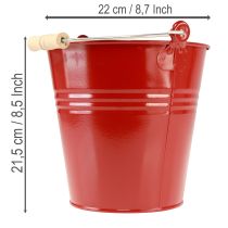 daiktų Dekoratyvinis metalinis kibiras/vazonas, raudonas, Ø22cm, aukštis21.5cm, 6L