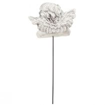 daiktų Dekoratyvinis angelas ant pagaliuko dekoratyvinis kapo papuošimas pilka balta H6,5cm 3 vnt