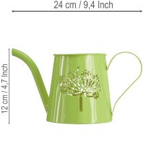 daiktų Dekoratyvinė metalinė laistytuvė, kiaulpienės rašto, žalia, 12 cm aukščio, 2 dalys, dekoratyvinė vaza, shabby chic stiliaus