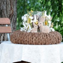 daiktų Dekoratyviniai sėdintys Velykų triušiai Rudi – 2 pasirinkimas – Flocked H15cm 4 vnt.
