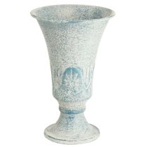 daiktų Dekoratyvinė taurė metalinė senovinė balta mėlyna Ø11cm H17,5cm
