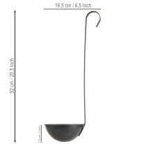 daiktų Dekoratyvinis kastuvėlio formos vazonas, antracito spalvos, pakabinamas, Ø16,5 cm, 2 vnt.