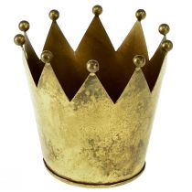 daiktų Dekoratyvinis vainiko metalinis gėlių vazonas žalvarinis išvaizda Ø11cm/H10cm