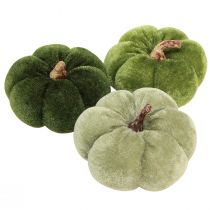 daiktų Dekoratyviniai moliūgai iš audinio aksominės žalios spalvos Ø7cm H4.5cm 9 vnt.