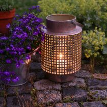 daiktų Dekoratyvinis žibinto žibintas metalinis su rankena rože Ø18cm H29cm