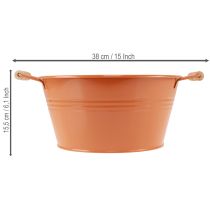 daiktų Dekoratyvinis dubuo su rankenėlėmis, metalinis, oranžinės-rudos spalvos, Ø29 cm, aukštis14,5 cm