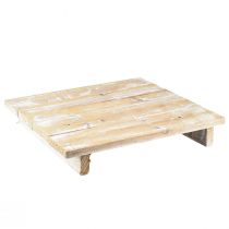 daiktų Dekoratyvinis padėklas su kojomis rudos baltos shabby chic 30x30cm