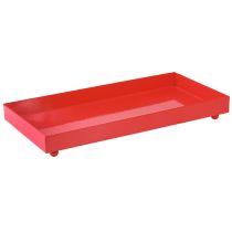 daiktų Dekoratyvinis padėklas stačiakampis raudonas metalinis padėklas su kojelėmis 30 × 15 cm