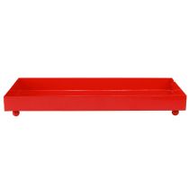daiktų Dekoratyvinis padėklas stačiakampis raudonas metalinis padėklas su kojelėmis 30 × 15 cm