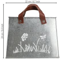 daiktų Dekoratyvinis maišelis, sidabro spalvos, baltas, rudas, metalinis, vazonas, I22 cm, 2 vnt.