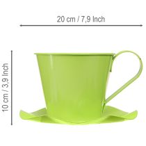 daiktų Dekoratyviniai metaliniai arbatos puodeliai su lėkštute, šviesiai žali, Ø12, aukštis 10 cm, 8 vnt.