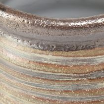 daiktų Dekoratyvinis keraminis vazonas, metalo rudos/pilkos spalvos, 10,5 x 10 cm, 2 vnt.