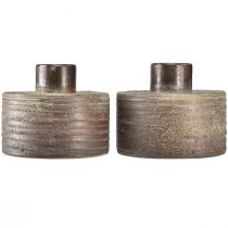 daiktų Dekoratyvinė vaza keraminė keraminė vaza ruda mėlyna pilka 12x10,5cm 2vnt