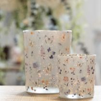 daiktų Dekoratyvinis stiklinis žibintas su drugelio raštu stilingam namų akcentui, 8 cm, 4 dalys