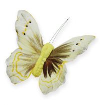 daiktų Dekoratyvinis drugelis ant vielos geltonas 8cm 12vnt