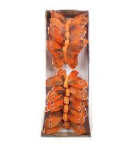 daiktų Dekoratyvinis drugelis ant vielos oranžinis 8cm 12vnt
