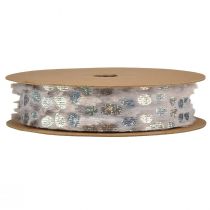 daiktų Dekoratyvinė juostelė su kailio išvaizda ir holo efektu pilka sidabrinė 25mm 10m