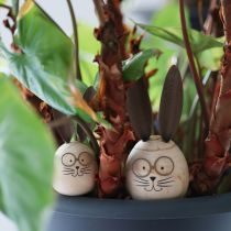 daiktų Dekoratyvinis triušis iš medžio ir metalo su humoristiniu dizainu, draugiškas ir akį traukiantis, 19 cm, 2 dalys