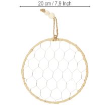 daiktų Dekoratyviniai metaliniai rafijos pakabinimo žiedai, Ø20cm, 4 vnt., bohemiška sienų dekoracija, langų dekoracija