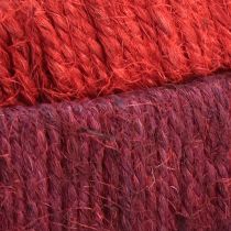 daiktų Dekoratyvinis žiedas iš džiuto dekoravimo kilpa raudona tamsiai raudona 4cm Ø30cm 2vnt