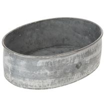 daiktų Dekoratyvinis metalinis dubuo, ovalus, pilkas, ilgis 22,5/19,5/16 cm, 3 vnt. rinkinys