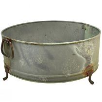 daiktų Dekoratyvinis dubuo su kojele metaline rankena rūdys 42/46,5cm rinkinys po 2