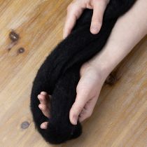 daiktų Dekoratyvinė vilna, vilnos virvelė, veltinio siūlas kūrybiniams rankdarbiams ir floristikai, 2 m, juodas