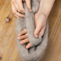 daiktų Vilnos virvelė dekoratyvinei vilnai pilkai natūraliai 2m veltinio vilna rankdarbiams ir floristikai