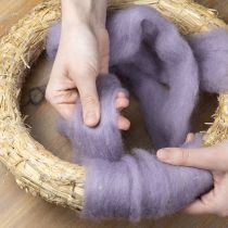 daiktų Dekoratyvinė vilna, šviesiai violetinė, 2 m ilgio vilnos virvelė, veltinė vilna rankdarbiams ir floristikai
