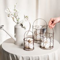 daiktų Vielinių krepšelių rinkinys, idealiai tinkantis naudoti dekoravimui arba sode, 25 cm, 1 vnt.