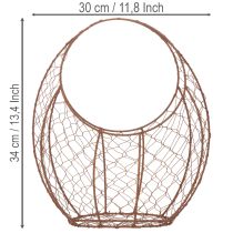 daiktų Vielinis krepšelis, metalinis vazonas, pavasarinė dekoracija, velykinis krepšelis, rudas, rūdžių spalvos, aukštis 34 cm, ilgis 30 cm