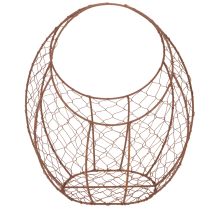 daiktų Vielinis krepšelis, metalinis vazonas, pavasarinė dekoracija, velykinis krepšelis, rudas, rūdžių spalvos, aukštis 34 cm, ilgis 30 cm