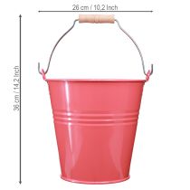 daiktų Dekoratyvinis rožinis metalinis gėlių vazonas-kibiras 26x22,5x23cm 6l