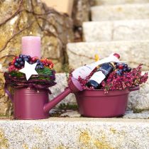 daiktų Kibiras su rankenomis augalų padėklas metalinis violetinis Ø22,5cm H10,5cm
