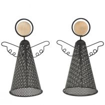 daiktų Angel Figūra Kalėdinis Metalas Juodas Natūralus 15,5cm 2vnt