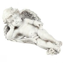 daiktų Angelas gulintis kapo dekoravimas poliresin pilkai baltas 31×16cm