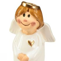daiktų Žavingas keraminis angelas su aukso akcentais baltas 7 cm - dovanos idėja ir mylintis papuošimas - 6 vnt.