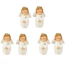 daiktų Žavingas keraminis angelas su aukso akcentais baltas 7 cm - dovanos idėja ir mylintis papuošimas - 6 vnt.