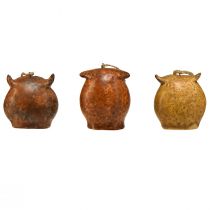 daiktų Žavingi pelėdos pakabukai – kaimiški rudi tonai, 5,6 cm – puikus rudens ir Kalėdų dekoras – 3 vnt.