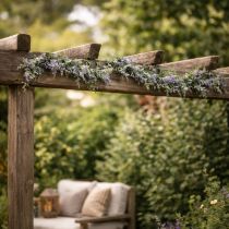 daiktų Dirbtinė alyvinė girlianda, pavasarinė dekoracija ypatingoms progoms ir sezoniniam dizainui, 145 cm, 2 vnt.